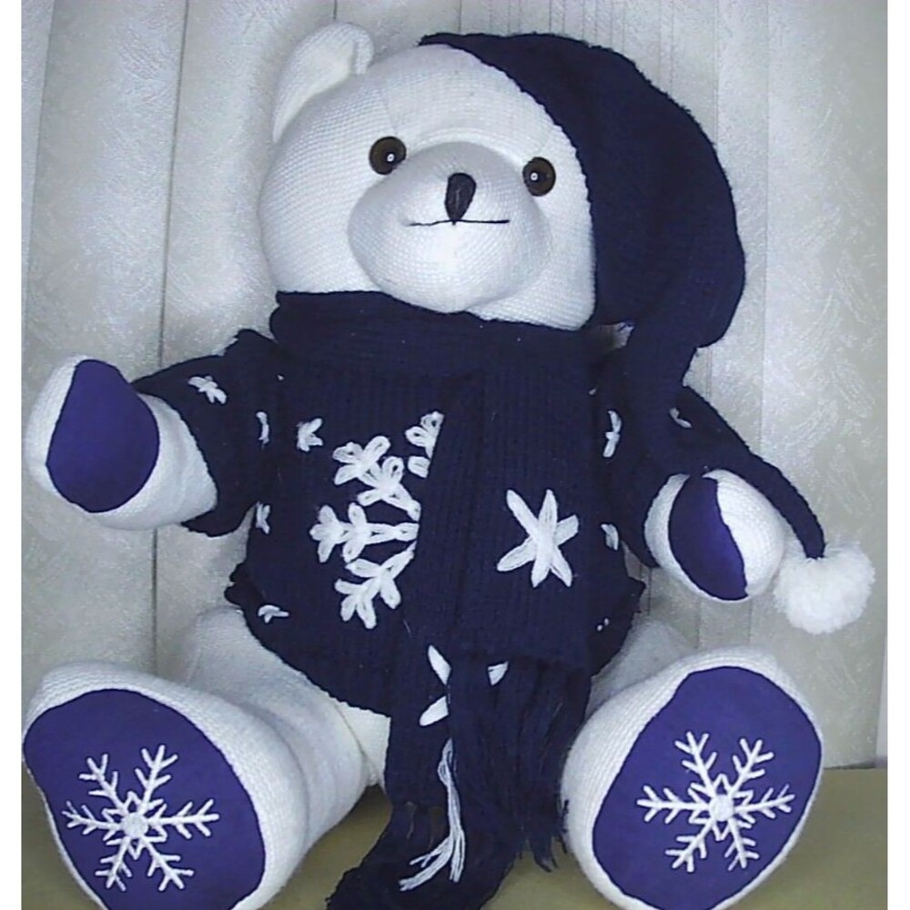 12" Pier 1 Imports Christmas Snowflake Teddy Bear Plush